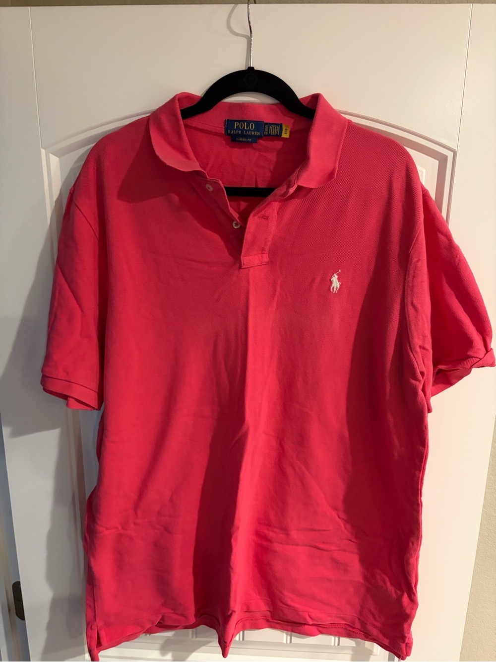 Ralph Lauren Men's Polo Shirt in Hot Pink with White Pony - XL